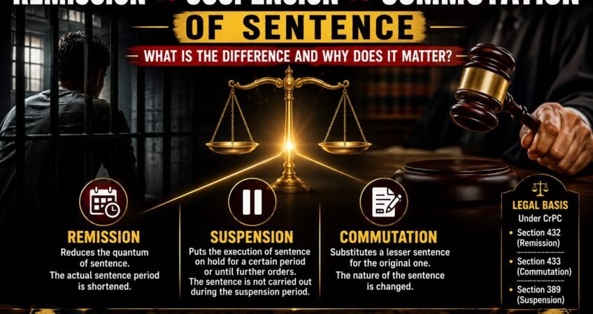 Remission suspension and commutation of sentence legal concept banner with judge gavel and prison bars