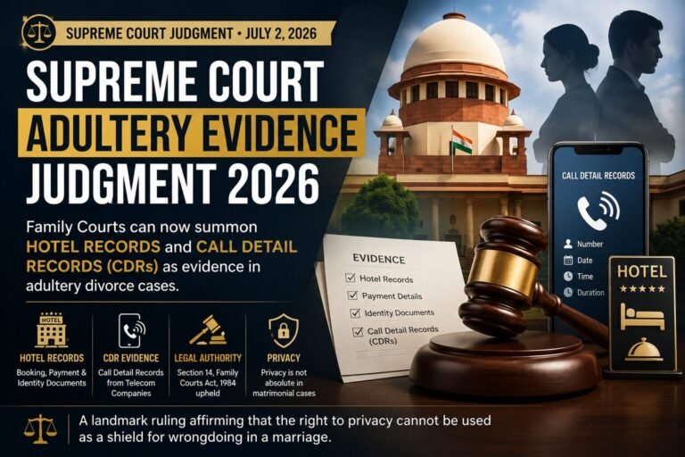 Supreme Court 2026 ruling on adultery evidence allowing Family Courts to summon hotel records and call detail records (CDRs) in divorce cases in India