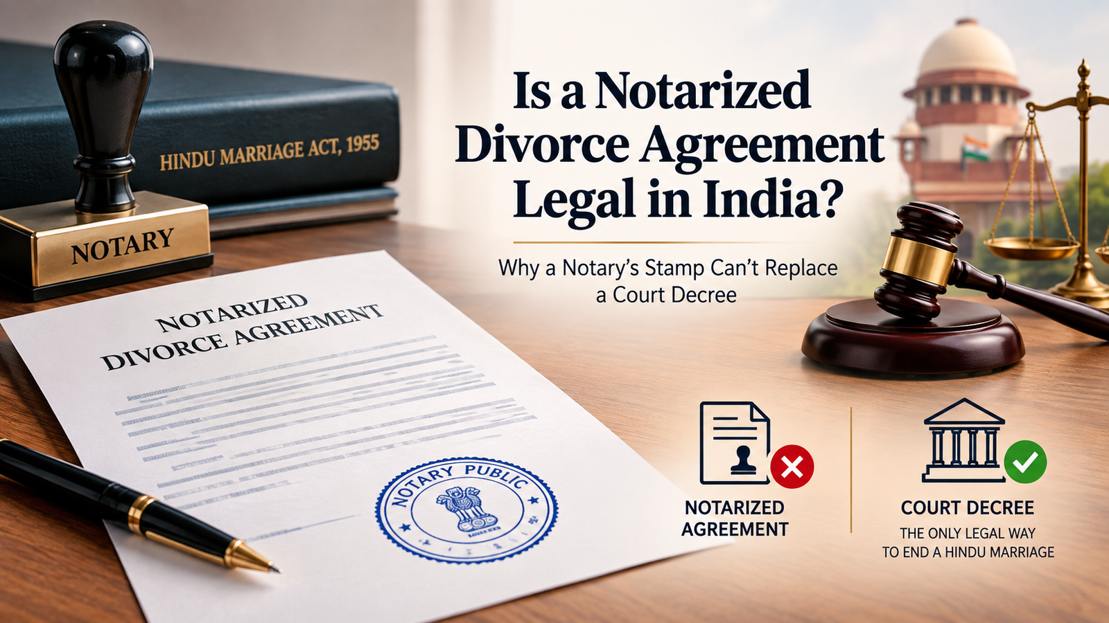Notarized divorce agreement in India and legal divorce process