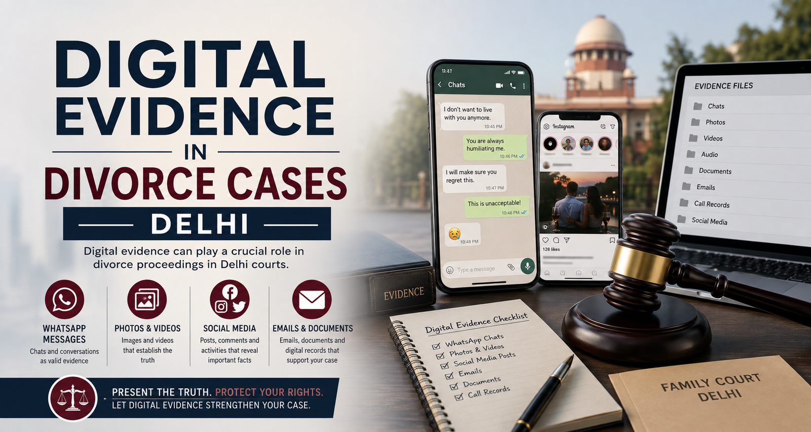 Digital evidence divorce cases involving WhatsApp messages and social media evidence